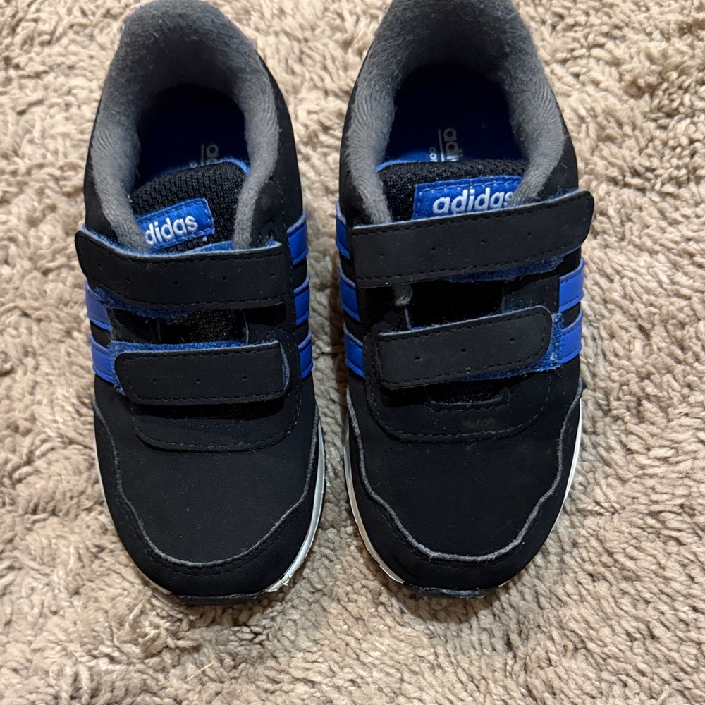 Like new Adidas Kids Black and Blue Sneakers size 7 toddler